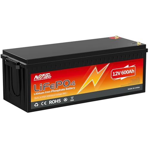 12V 600Ah LiFePO4 Lithium Battery- Built-in 200A BMS Low-Temp Protection 5000+ Cycles -Grade A Lithium Iron Phosphate Battery cells for Trolling Motor RV Boat/Marine Solar