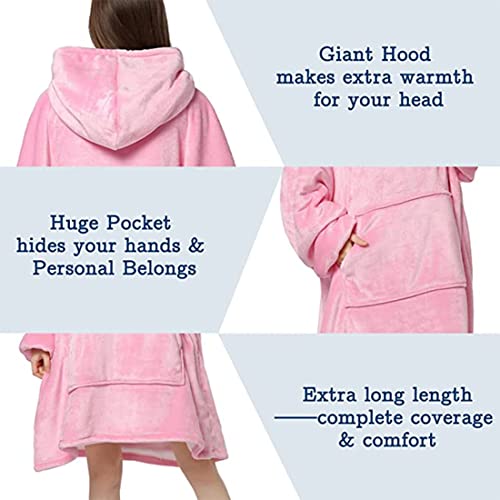 Image of Maharsh Oversized Hoodie Blanket Women Ultra Plush Fleece with Soft Sherpa Reversible Warm Cosy Comfy Wearable Hooded Giant Sweatshirt Throw for Girls Adults Men Boys Kids Big Pocket