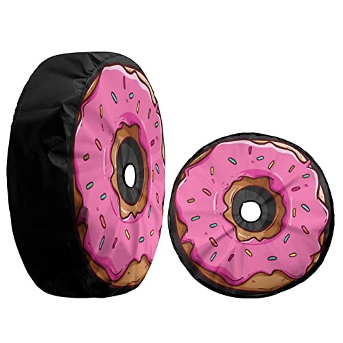 Image of Delerain Spare Tire Cover with Backup Camera Hole Pink Donut Wheel Covers Waterproof Dust-Proof UV Sun Universal Fit for RV Trailer RV SUV Truck (18 Inch for Diameter 32 inch-34 inch)