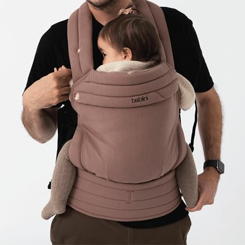 Babiini Mochila Portabebés Ergonómica Unisex, Algodon+Lino, Babero Extraíble Hipoalergénico, Soporte Cómodo para Bebés de 3.2kg a 16kg – Lavable a Máquina, Transpirable, Múltiples Posiciones de Porteo - imagen 7
