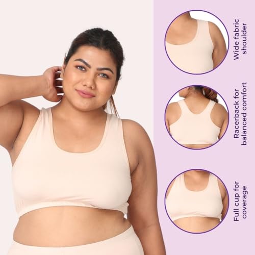 Image of Adira | Plus Size Sleeping Bra for Women | Plus Size Bra | Slip On Bras to Wear at Home | Comfortable Bra | Wirefree & High Coverage | Sleep Support | Avoids Stretch Marks | Pack of 2