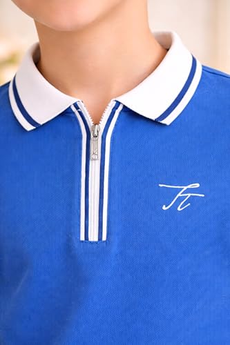 Image of TotzTouch Boys Premium Polo Collar Tshirt Combo with Zipper Closure Color White & Black Age 6 Years to 15 Years