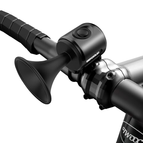 Electric Bike Horn, Electronic Bicycle Bell, Bike Horn for Adults and Children, Waterproof Horn for Bike, Loudest Bike Horn for Mountain Bike/Road Bike (Black)