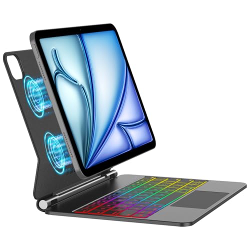 iPad Air 11�C���`�L�[�{�[�h�t���P�[�X (M4 2026/M3 2025/M2 2024) & iPad Pro 11�C���`�P�[�X/Air 10.9 ��5����/��4���� �}�W�b�N�L�[�{�[�h 11�F�o�b�N���C�g�t�� - �}���`�^�b�`�g���b�N�p�b�h 