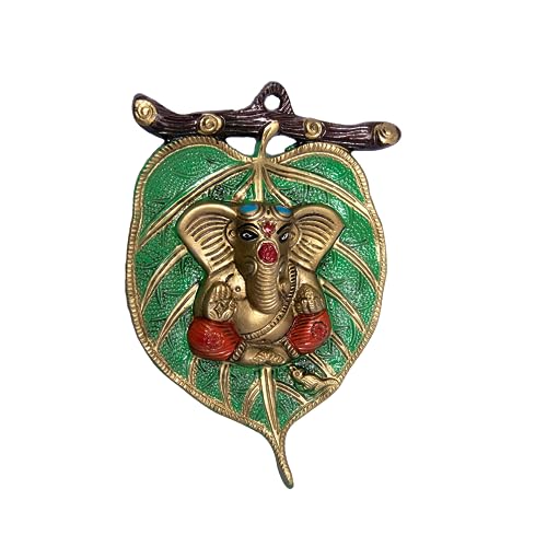Ganesh sur une feuille décoration murale métal pour salon