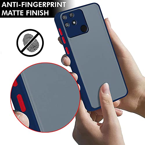 Image of TheGiftKart Translucent Hybrid Realme Narzo 50A Back Case Cover | Smoked Matte Back | 360 Degree Protection | Protective Hard Back Case Cover for Realme Narzo 50A (PC & TPU | Blue Bumper)