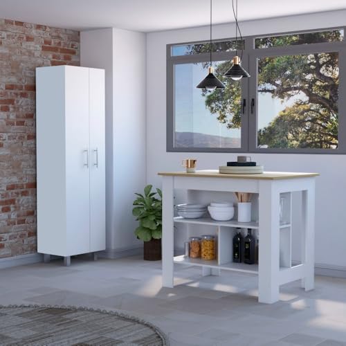 callmego Kitchen Island and Pantry Set with 9 Shelves for