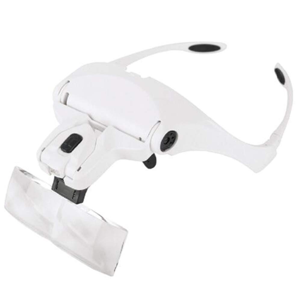 asdchZen Magnifier,Illuminated Hands Head Magnifier Visor 1X To 3.5X With Detachable Lenses Head Mounted Lighted Magnifying Glasses For Reading,Jewellery Loupe,Watch And Electron