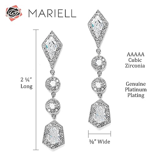 Mariell Gold Art Deco Cut Cubic Zirconia Bridal and Wedding Earrings - 1920's Vintage Style Gold Earrings for Brides, Prom, Homecoming and Mother of the Bride4