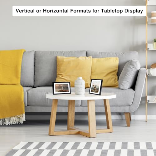 Image of 5x7 Picture Frame Black with 4x6 Mat for Wall Hanging or Tabletop, Display Photo 4x6 with Mat or 5 x 7 Without Mat, 5 by 7 Wall Gallery Poster Photo Frame with Shatter Resistant Plexiglass, Black