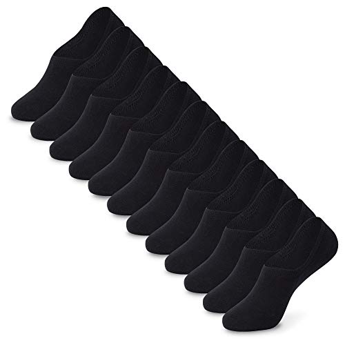 YouShow Füßlinge Herren Damen Herren 12 Paar Sneaker Socken Ballerina Kurze Footies Unsichtbare Silikonpad Verhindert Verrutschen OEKO-TEX Standard 100?12paar,Schwarz,47-50?