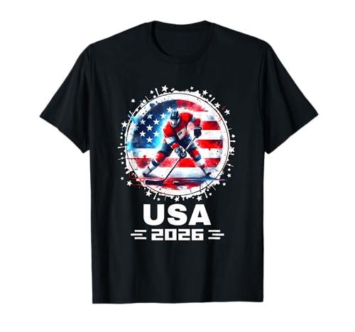 Hockey USA Go USA - Camiseta del equipo con bandera de Estados Unidos 2026 Camiseta