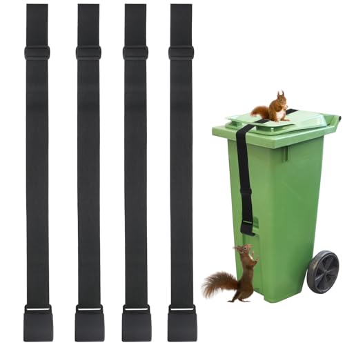 Image of 4Pcs Trash Can Lid Locks,Universal Adjustable Garbage Can Locks,Trash Can Locks Outdoor Bear Proof Trash Can Strap for Animals, Squirrels, Dogs, Raccoons, Locking Garbage Can During Strong Winds