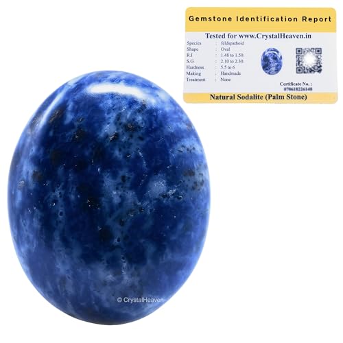 Image of Certified Sodalite Crystal Palm Pebbles Stones for Anxiety Stress Relief Massage - AAA Grade Original Healing Gemstone Agate Palm Stone for Yoga Meditation Spiritual Reiki Feng Shui
