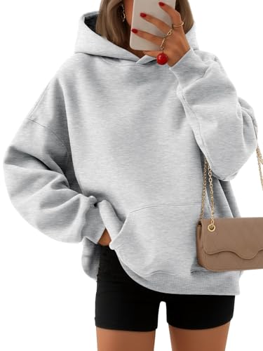 EFAN Womens Hoodies Oversized Sweatshirts Pullover Fleece Sweaters Long Sleeve Winter Fall Outfits Fashion Y2k Clothes Grey S