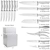 15 PCS Kitchen Knife Set with Wooden Block, Ultra Sharp High Carbon Stainless Steel, Ergonomic Integrated Non-Slip Handle
