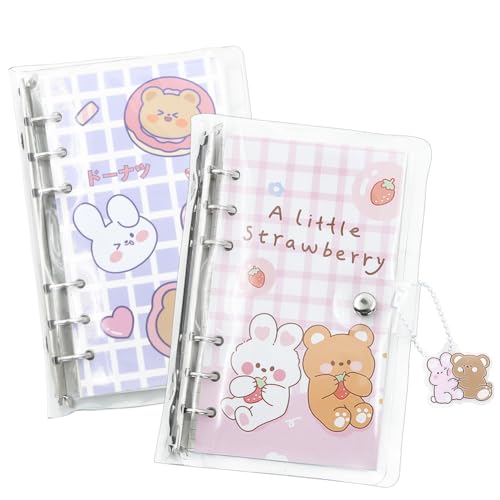 Carnet de notes à 6 anneaux ronds avec couverture PVC souple transparente pour classeur A6