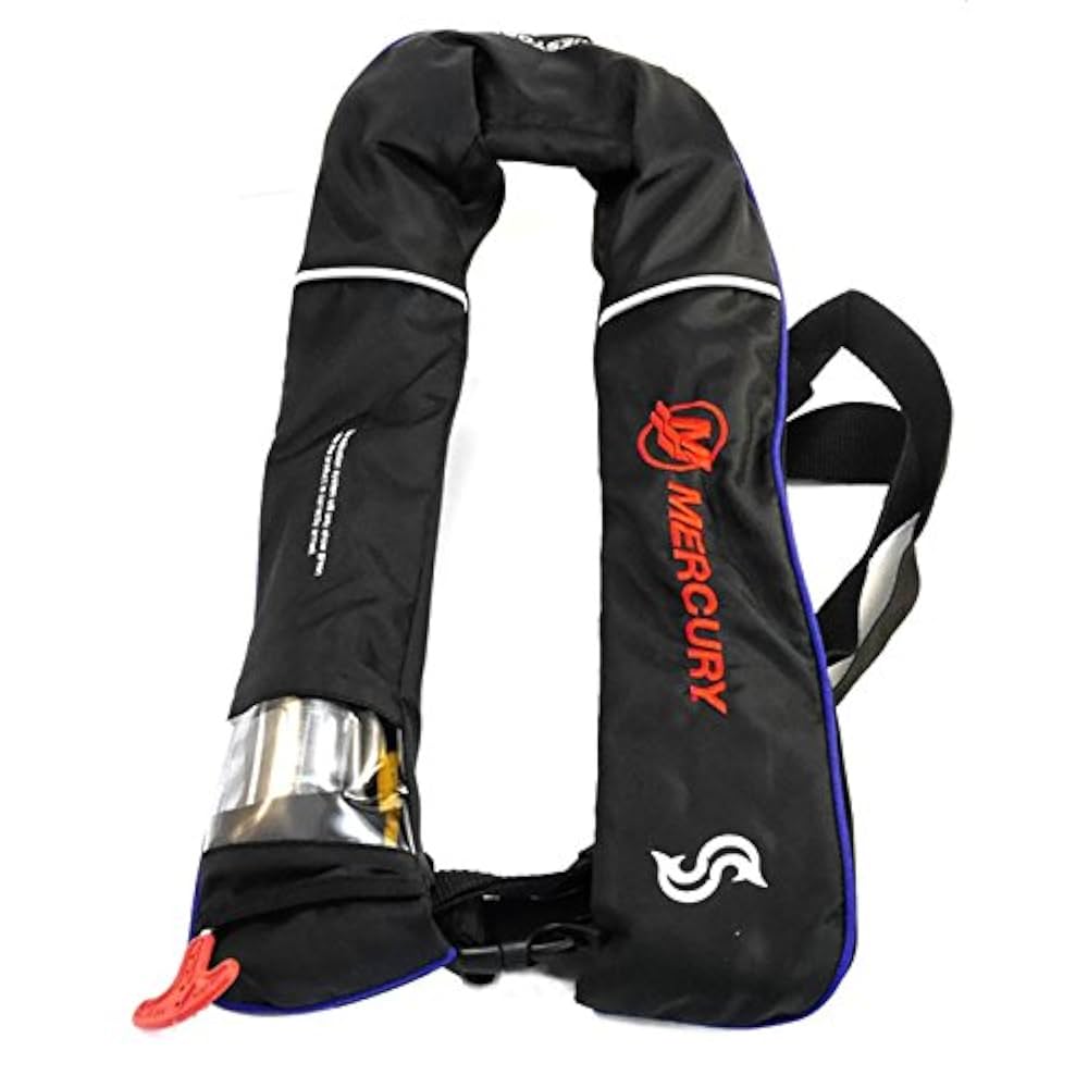 ★桜マーク★BSJ-2520RS サスペンダータイプ 救命胴衣 水感知機能付き Amazon | マーキュリー 膨張式ライフジャケット BSJ-2520RS 水