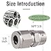 Horiznext Stainless Steel 304 Compression Fitting to connect 3/8 inch OD tube x 3/8 NPT Male thread Coupler, for brass copper stainless steel tubing