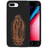 CaseYard Wood Phone case for iPhone 8 Plus Laser Engraved Virgin Mary Design Black Wood Compatible...