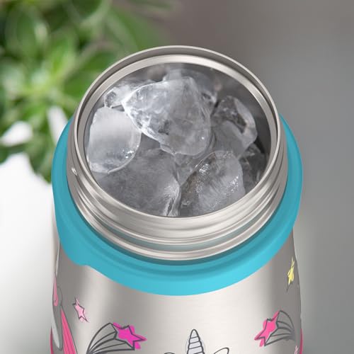 Image of Thermos Baby 10 oz. Stainless Steel Bottle with pop-up straw, Unicorns