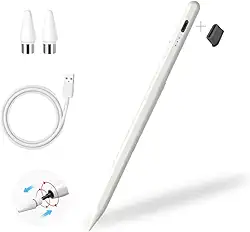 Caneta Stylus Touch Recarregável para iPad – Ponta Fina 1,5 mm, Alta Precisão e Inclinação - Acompanha 2 ponteiras extras a cabo USB