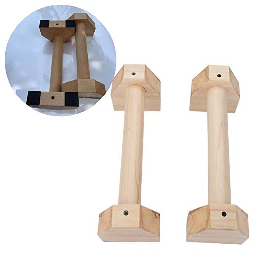 cherrysong H Shaped 2 PCS Double Rod Push-Up Stand, Wooden Parallettes Parallel Bars Made from Hardwood Calisthenics Handstand Personalized Parallel Bar,32x10x9cm