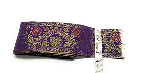 Image of Floral Brocade Ethnic Work Laces and Borders Material for Dresses, Sarees, Lehenga, Suits, Blouses, Dupatta, chunri and Crafts