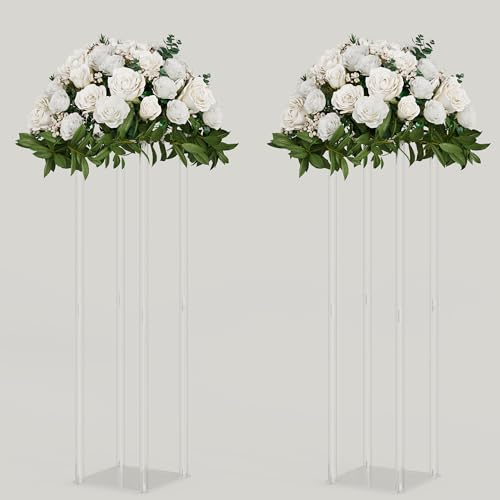 TEKXYZ 2 x 80cm Tall Acrylic Centerpiece Stand for Flowers
