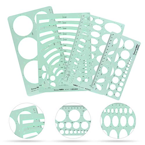 Réguas de estêncis de moldes de construção geométricos para construção de 4 peças Tehaux para constr