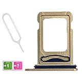 LNONLS Dual SIM Card Tray Slot Holder Replacement for iPhone 14 Pro 6.1 inch/14 Pro Max 6.7 inch with Waterproof Rubber Ring and Sim Card Tray Open Eject Pin (Gold)