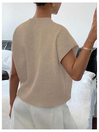 Image of SOLY HUX Women's Short Sleeve Sweater 3D Floral Sweaters Pullover Tank Tops Knit Vest Trendy Fashion Clothing