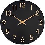 Mosewa Wall Clock 14 Inch Black Battery Operated Silent Non Ticking Simple Minimalist Rose Gold Numbers Decorative for Bedroom Living Room Kitchen Home Office - Image 3