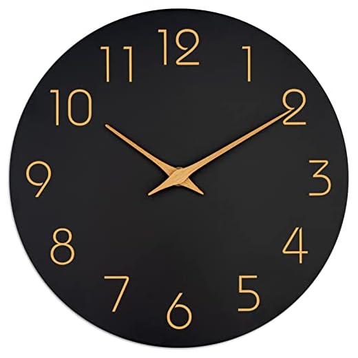 Mosewa Wall Clock 8 Inch Black Battery Operated Silent Non Ticking Simple Minimalist Rose Gold Numbers Decorative for Bedroom Living Room Kitchen Home Bathroom Office
