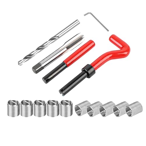 15Pcs Thread Repair Kit, M14x1.5mm Metric Helicoil Thread Repair Insert Kit with HSS Drill Bits Taps Threaded Inserts Screw Tap Installation Breaking Tool for Auto Repairing