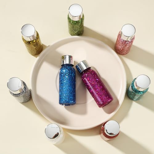 9 Bottle Body Glitter Gel, Glitzer Gesicht, Langanhaltender Glitter, Für Nägel, Gesicht, Haare Make-up, Geeignet für Karneval, Tanz, Party, Weihnachten (9 Farben)