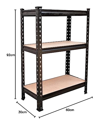 Image of 36 * 24 * 12 Inches 3 Shelves Black Matte Finish Adjustable Shelving Unit Storage Display Rack Steel Boltless Rivet Rack