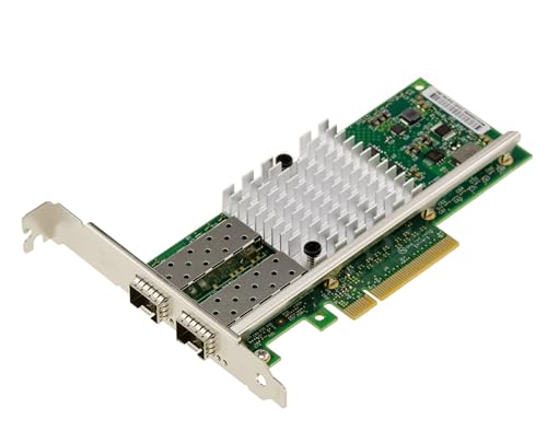 Scheda di rete a doppia porta SFP+ che offre fino a 20 Gb/s aggregati, ideale per cluster, server ad alta densità e infrastrutture cloud. Adatta anche per usi personali che richiedono elevate velocità di trasmissione.
