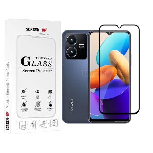 Image of ScreenUp Tempered Glass For vivo Y22s - Ultra Clear, 9H Scratch Resistant, Full Coverage, Easy Install Screen Protector