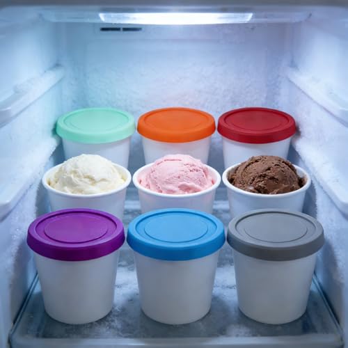 YQMYXG 6 Pack 8 Oz Ice Cream Containers for Homemade, Ice Cream Containers with Silicone Lids Leak-Free, Reusable Ice Cream Storage Containers for Freezer Chocolate Sorbet by YQMYXG - Used condition - Image 6