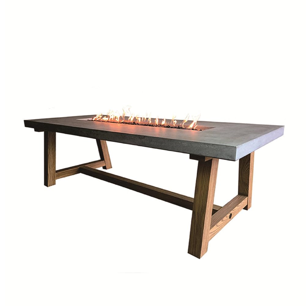 Elementi Workshop Dining Bowl 82 x 39 Inches Concrete Includes Burner Lava Rock Canvas Cover Fire Pit Table (Liquid Propane)