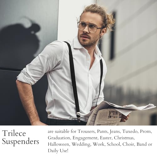 trilece Suspenders for Men – Adjustable Elastic Mens Suspenders with Heavy Duty Strong Clips