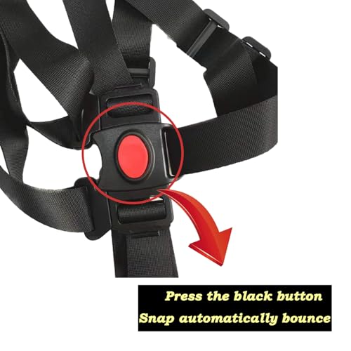 Image of 5 Point Harness Baby Seat Belt, Adjustable Harness Baby Safety Strap, Safety Child Seat Belt with 5 Pad for High Chair /Pushchair /Stroller for Kids Safe Protection-Black