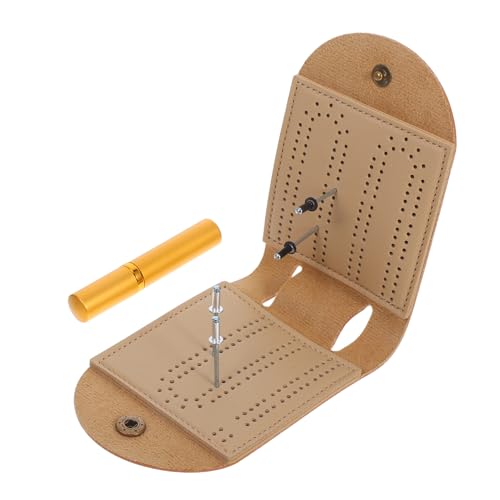 Milisten Tablero De Puntuación De Plegable De Cuero Marrón, Marcador Multifuncional Portátil para Juegos De Cartas, Accesorios De Puntuación para Niños y Adultos, Uso Hogar y Sala De Juego