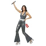 Morph Deguisement Disco Femme, Déguisement Disco Femme, Tenue Annee 70, Déguisement Année 80, Deguisement Paillette, Combinaison Argentée, Costume Halloween Adulte, Carnaval L