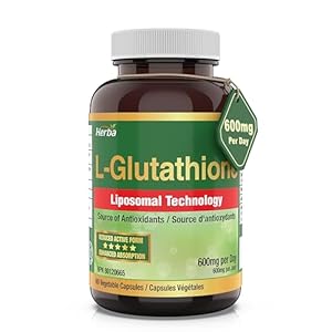 Herba Liposomal Glutathione Supplement – 600mg Per Day | 60 Vegetable Capsules | L-Glutathione Reduced Active Form with Liposomal Delivery Technology | Source of Antioxidants | NPN from Health Canada