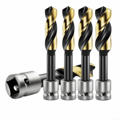 5Pcs Drill Bit Set, HSS Drill Bit Set with Double Flutes Design, High-Accuracy Woodworking Bits with Beveled Edges, for Carpenter Woodworking and All Types of Wood