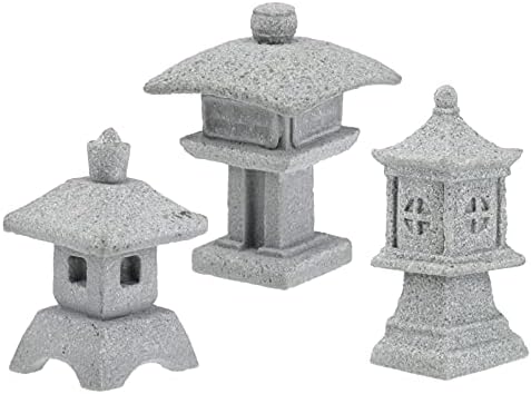 Tofficu 3pcs Chinese Pagoda Statue Miniature Ornaments Sandstone Sculpture Asian Decor for Plant Pot Home Garden Yard Outdoor Car Micro Landscape Decor, Gray, 0645PI11COEP, 5x3cm