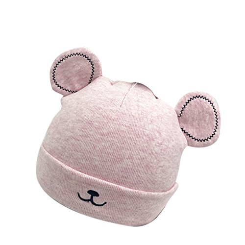 Baby Mütze Beanie,Tonsee Winter Jungen Mädchen Hut Tiere Design Soft Wollene Hüte Kinder Cap Unisex Einfabrig und Streifen (Pink)