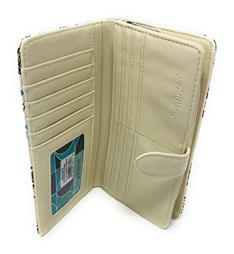 Shag Wear Wild Bird Owl Forest Large Wallet for Women and Teen Girls Vegan Faux Leather 7" Beige4